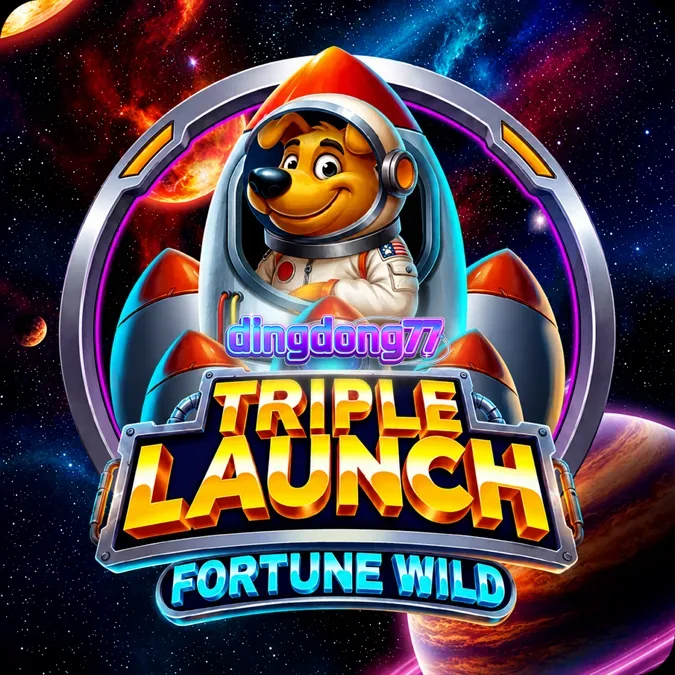 Tampilan visual slot Triple Launch Fortune Wild dengan tema astronot anjing