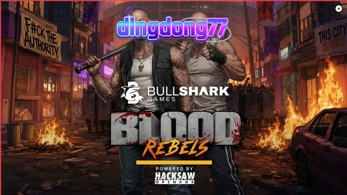 Tampilan visual intens dari slot Blood Rebels dengan elemen urban